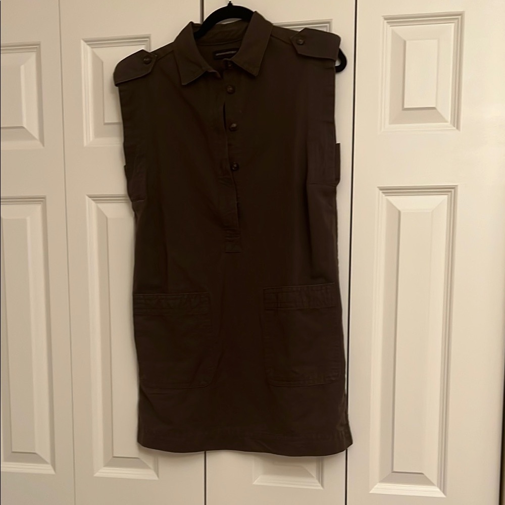 Sleeveless Brown Shirt Dress